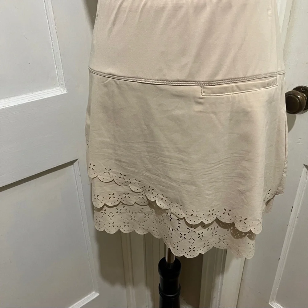 Lucky in Love Beige Mini Skort with Scalloped Hem - Picture 12 of 14